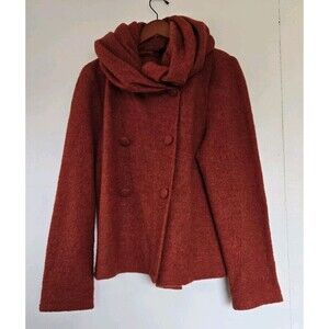 Willi Smith Coat Womens XL Burnt Orange Double Breasted 100% Wool Fall Harvest